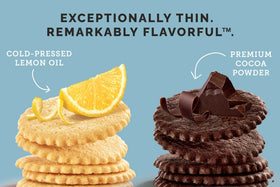 Dewey's Bakery Brownie Crisp cookies closeup, chocolatey crunch ideal with coffee.