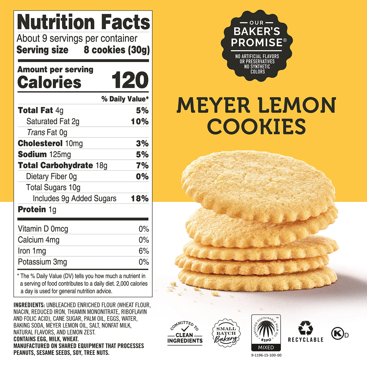 Dewey's Meyer Lemon Cookie Thins closeup shows golden edges and zest