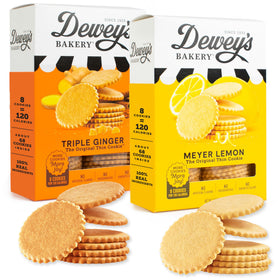 Dewey's Bakery Meyer Lemon cookies in a 9oz box, bright citrus aroma.