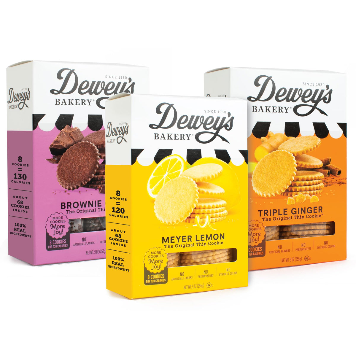 Dewey's Bakery Meyer Lemon Cookies box reveals bright citrus and real ingredients in a light snack
