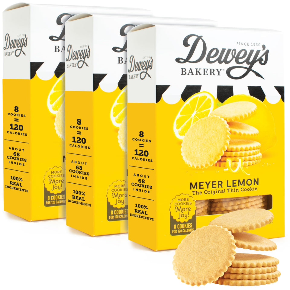 Dewey's Bakery Meyer Lemon Moravian Cookie Thin closeup showing crisp texture and bright lemon notes.