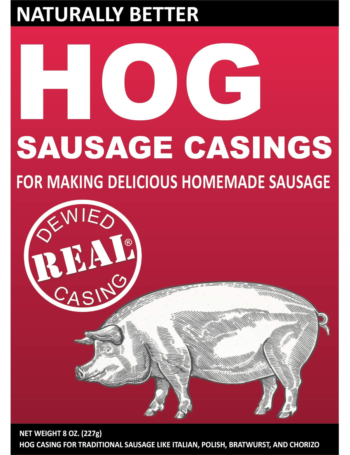 DeWied Hog Home Pack 32mm casings ready for stuffing into sausages