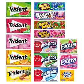 D.F. Luxury fruit gum variety pack box front showing bold flavors for gifting