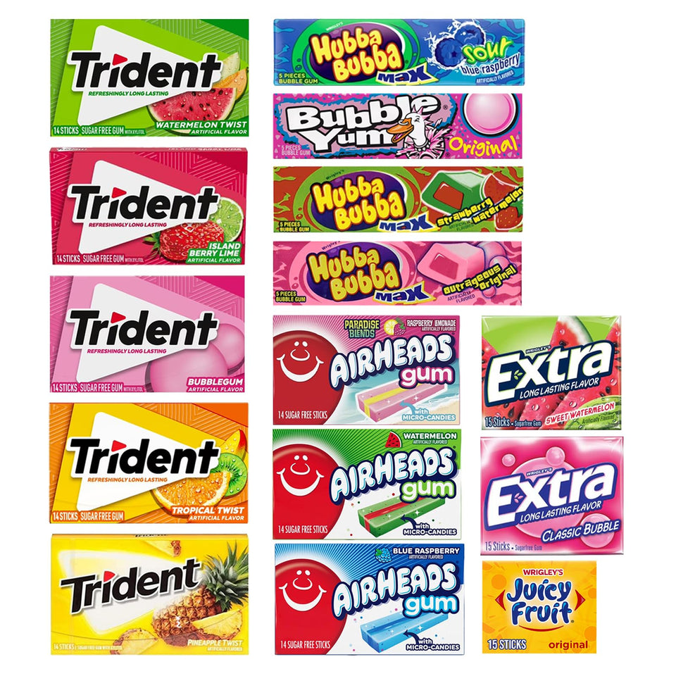 D.F. Luxury fruit gum variety pack box front showing bold flavors for gifting