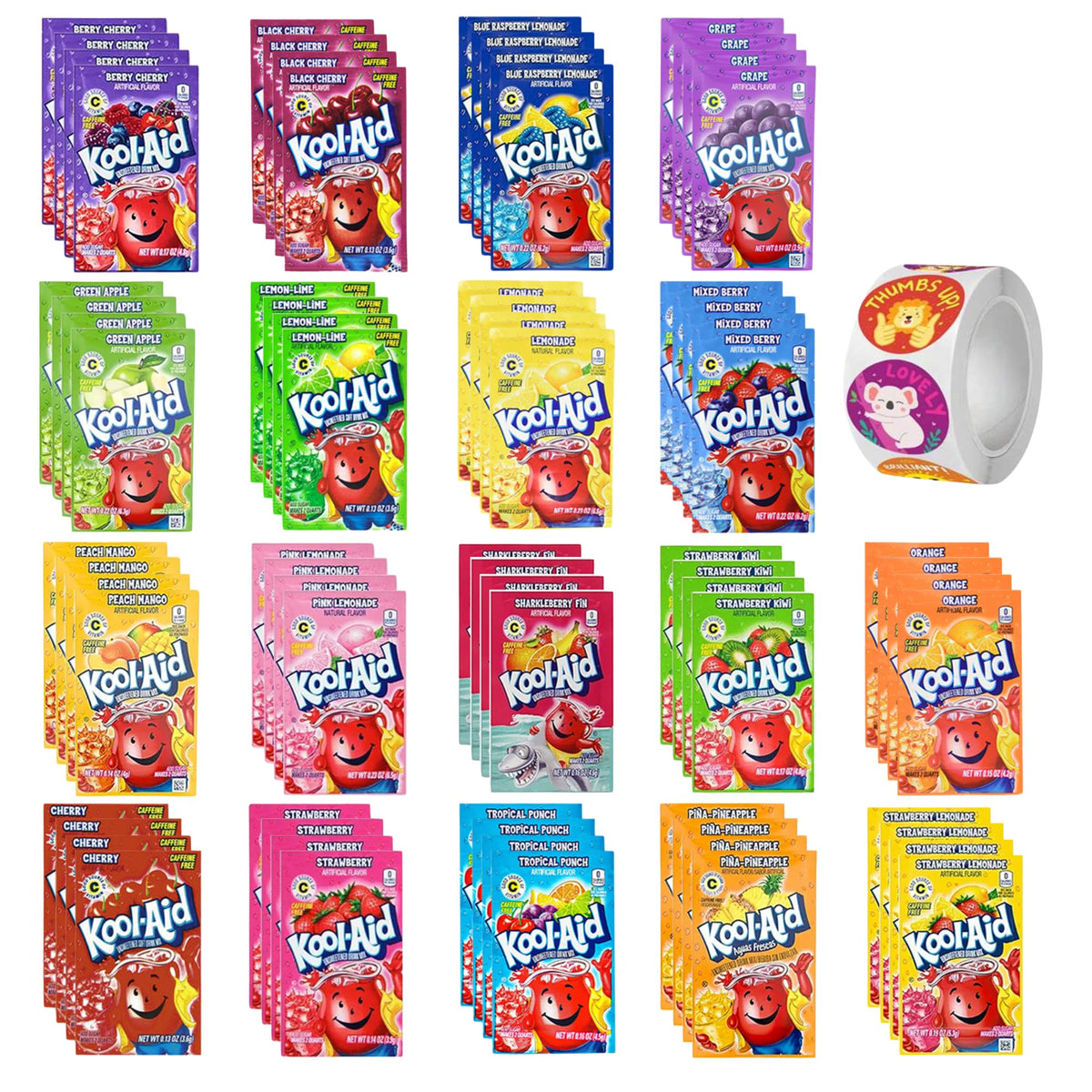 DF LUXURY Kool Aid packets 72-pack ready for on-the-go flavor variety.