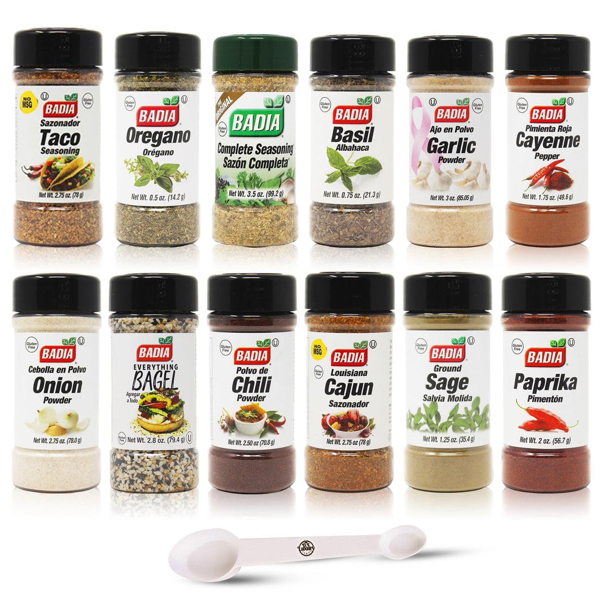 DF LUXURY 12-piece spice set lineup with colorful jars for easy seasoning