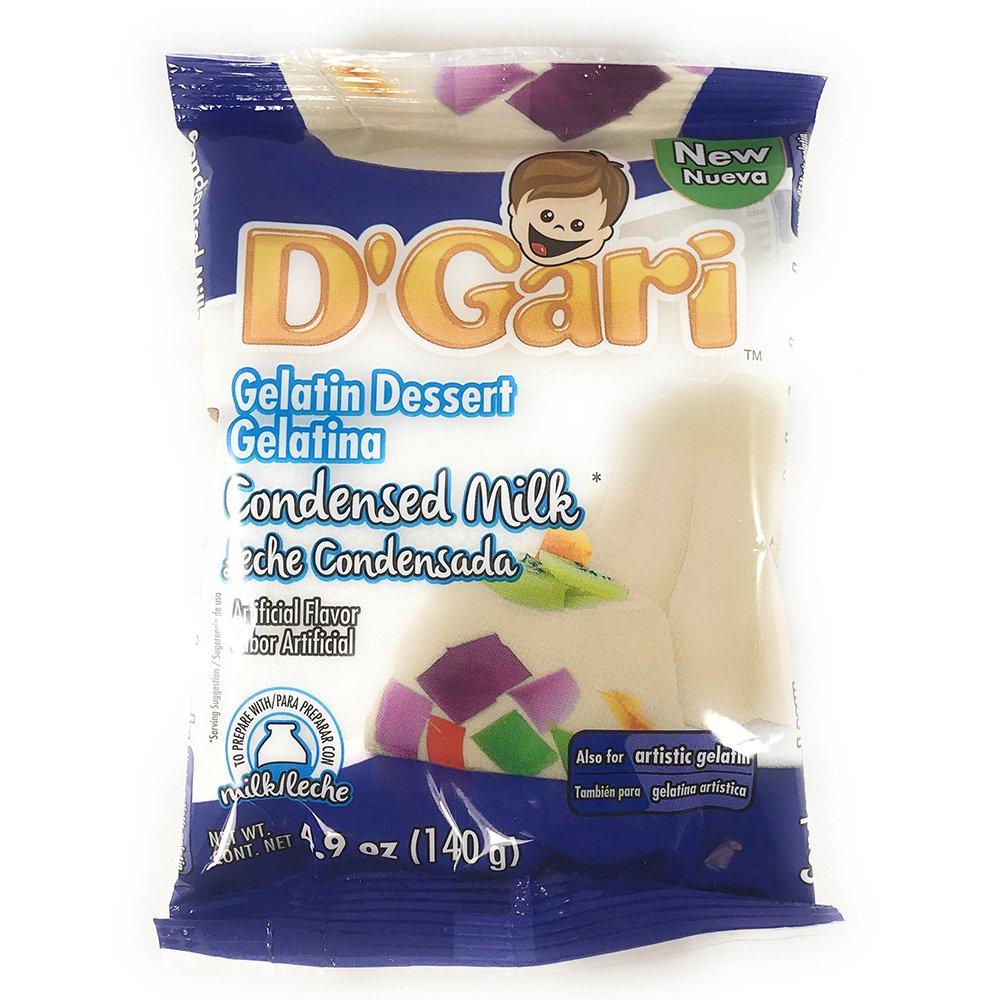 D'Gari condensed-milk gelatin dessert serving plate showcasing ready-to-eat portions.