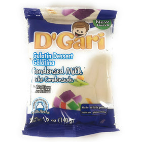 D'Gari condensed-milk gelatin dessert serving plate showcasing ready-to-eat portions.