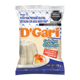 D'Gari Cristalina pineapple gelatin pack on box for quick desserts
