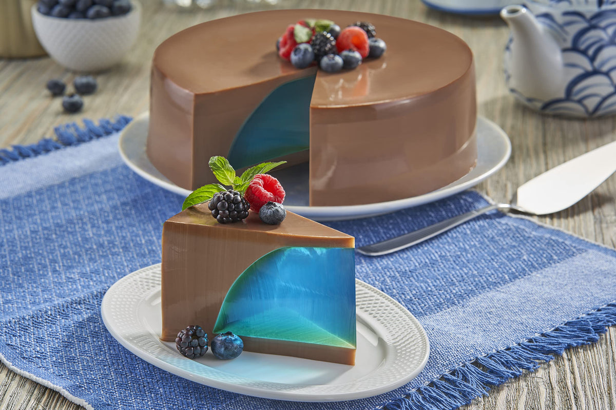 Gelatin sets in the fridge for a silky, smooth texture