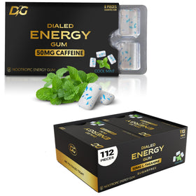 Dialed Energy Gum cool mint pack delivers 50mg caffeine for quick focus