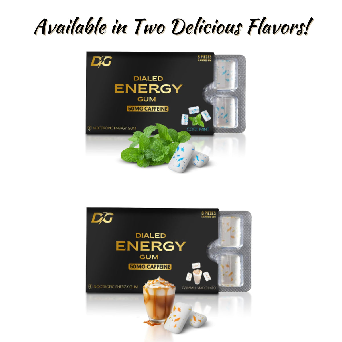 Dialed Energy Gum packaging sleeves support quick daily use