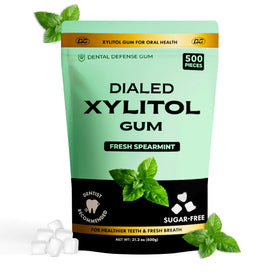 Dialed Gum xylitol pieces close-up for fresh breath routine