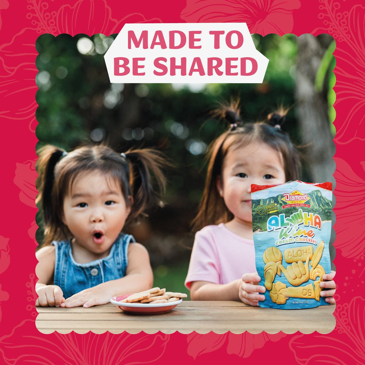 Diamond Bakery crackers baked in Hawaii with aloha.