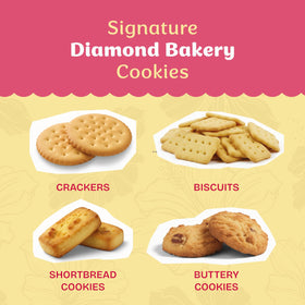 Diamond Bakery crackers with cheese and spreads for quick snack.