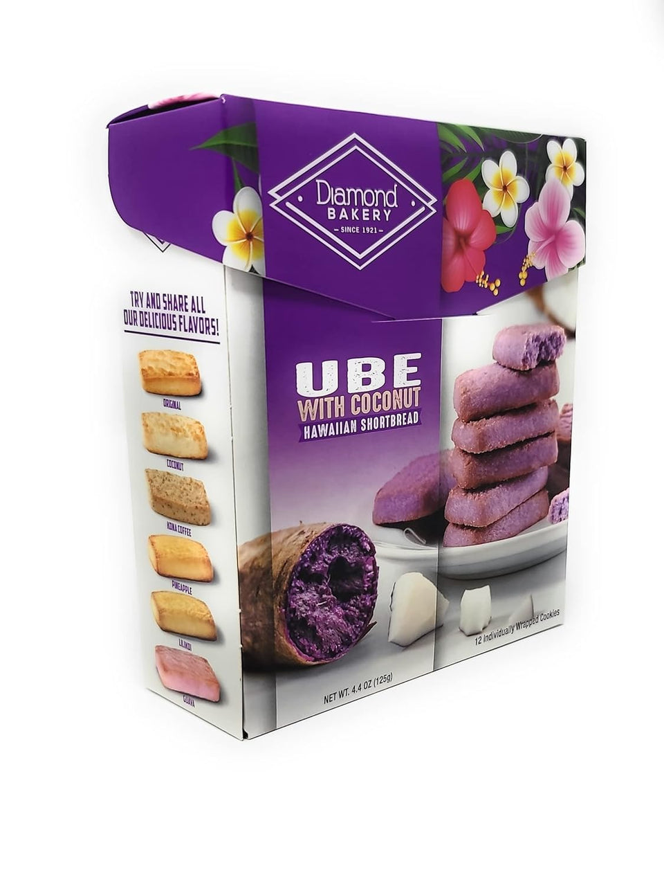 Diamond Bakery Ube Hawaiian Shortbread Cookies in pack, ideal for gifting or teatime indulgence.