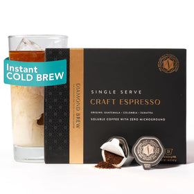 Diamond Brew luxury instant espresso pods ready in a pack for premium home brewing