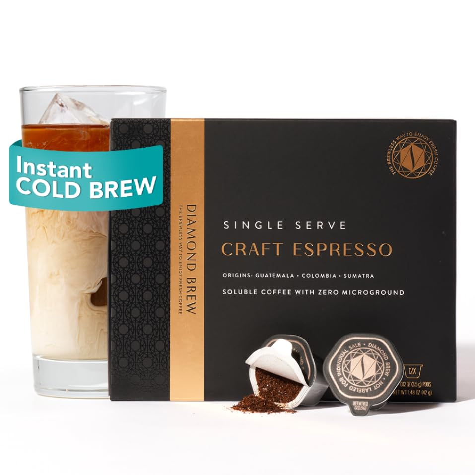 Diamond Brew luxury instant espresso pods ready in a pack for premium home brewing
