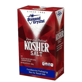 Diamond Crystal kosher salt shaker on counter for everyday meals