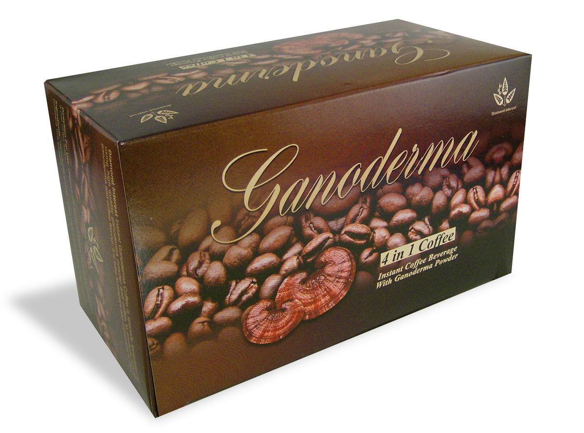 Diamond Interest Ganoderma 4-in-1 coffee sachet for quick, creamy on-the-go coffee.