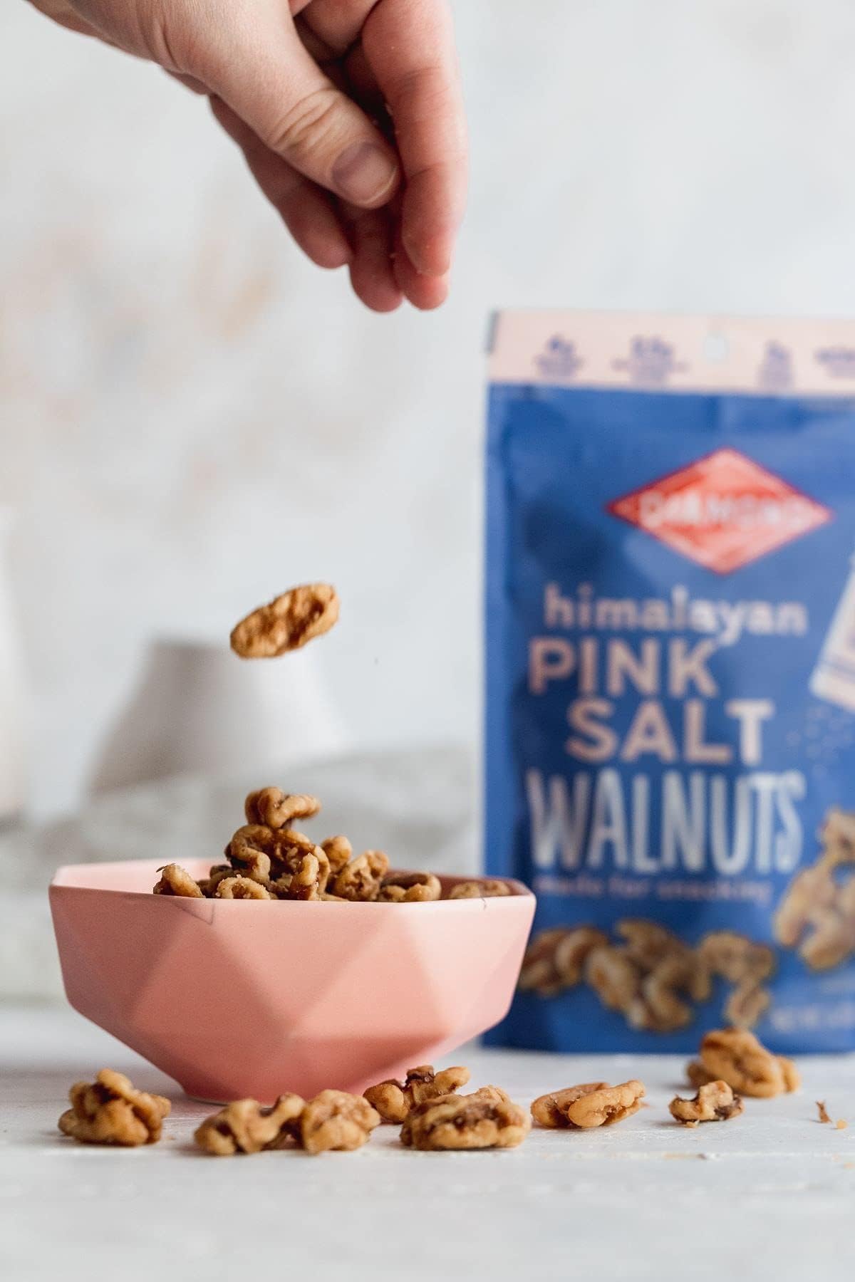 Himalayan pink salt Diamond of California walnuts aroma and crunch.