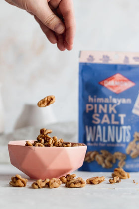 Himalayan pink salt Diamond of California walnuts aroma and crunch.
