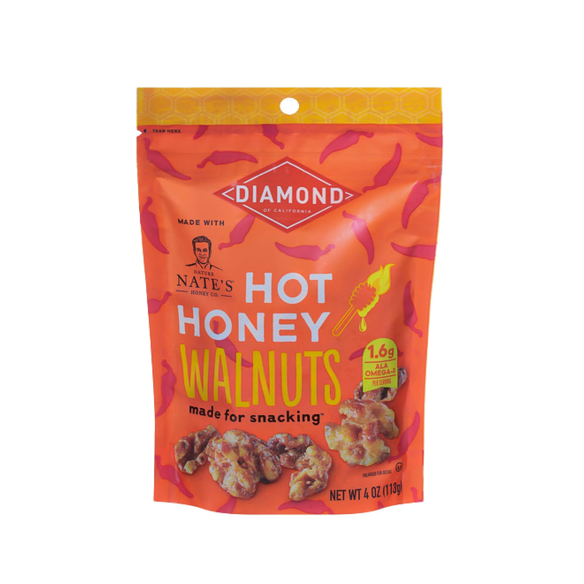 Diamond of California hot honey walnut snack nuts 4oz pack for on-the-go protein