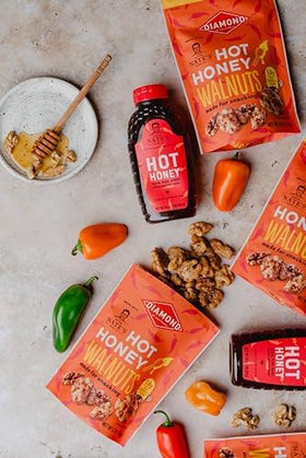 Diamond of California hot honey walnut snack nuts dessert garnish