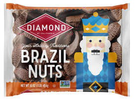 Diamond of California In-Shell Brazil Nuts 16 oz bag closeup suggests premium texture for snacking