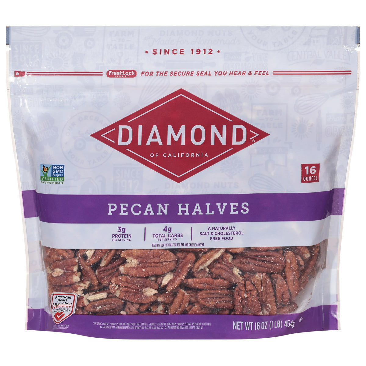 Diamond of California pecan halves 16oz pack, rich flavor for baking and snacking