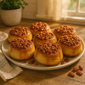 Pecan halves on a fresh salad, adding crunch