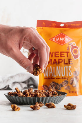Diamond of California Sweet Maple Walnuts as a dessert topping