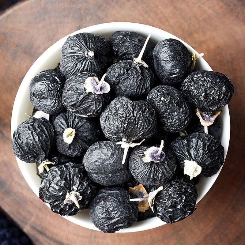 Dian Mai black goji berries closeup, deep purple hue for desserts