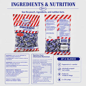 Diana Power Mint hard candy texture delivers refreshing mouthfeel.