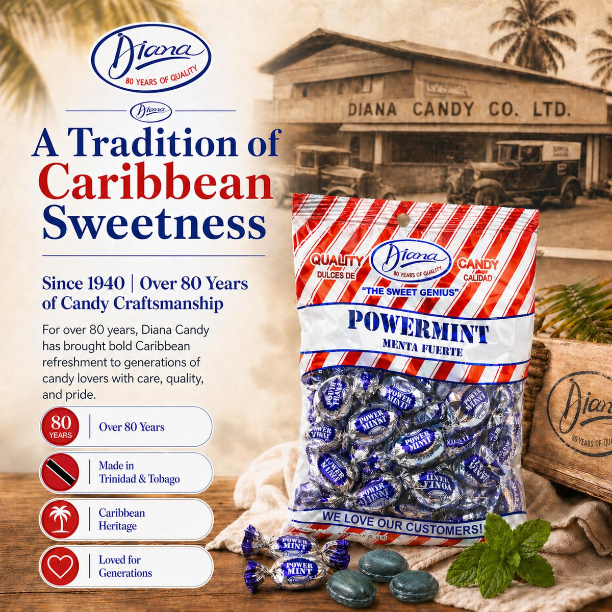 Diana Power Mint shareable packaging suited for work or events.