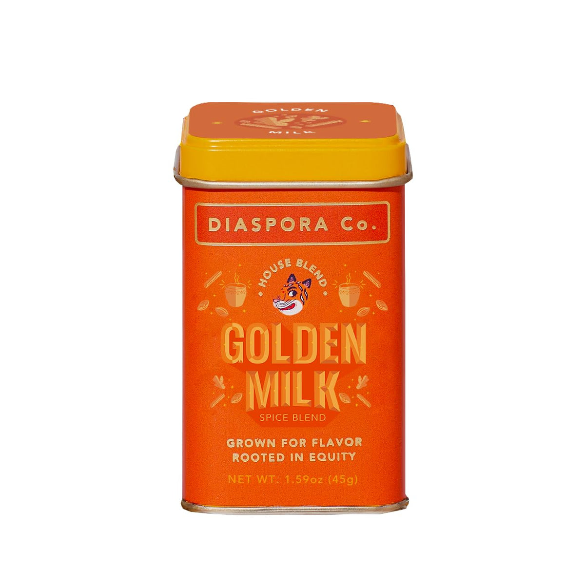 Diaspora Spice Co. Golden Milk Blend bottle highlighting single-origin spices for golden lattes at home