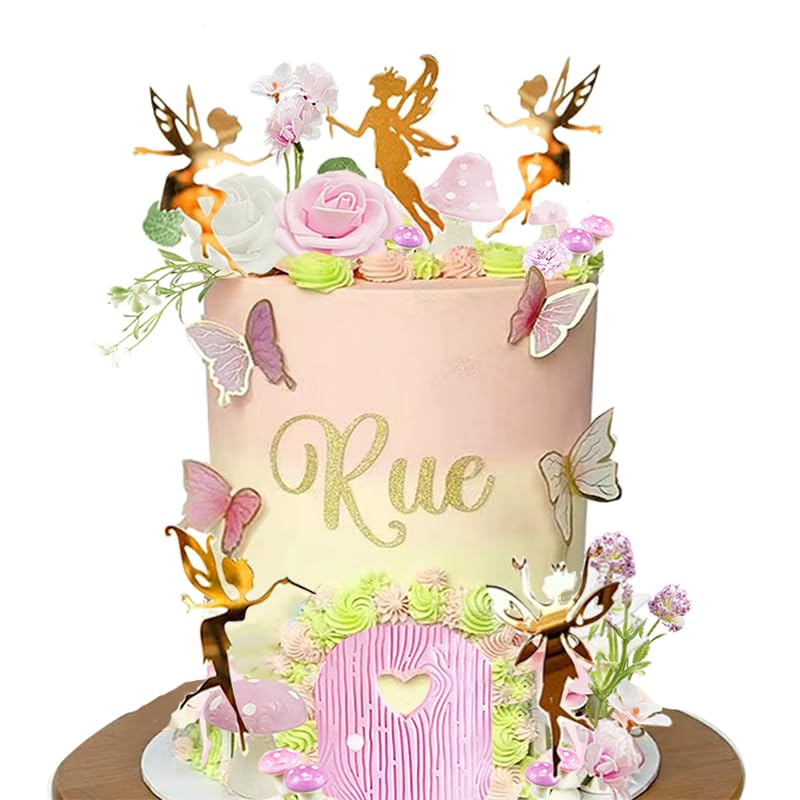 DiDida artificial flowers and butterflies enhance fairy-theme desserts.