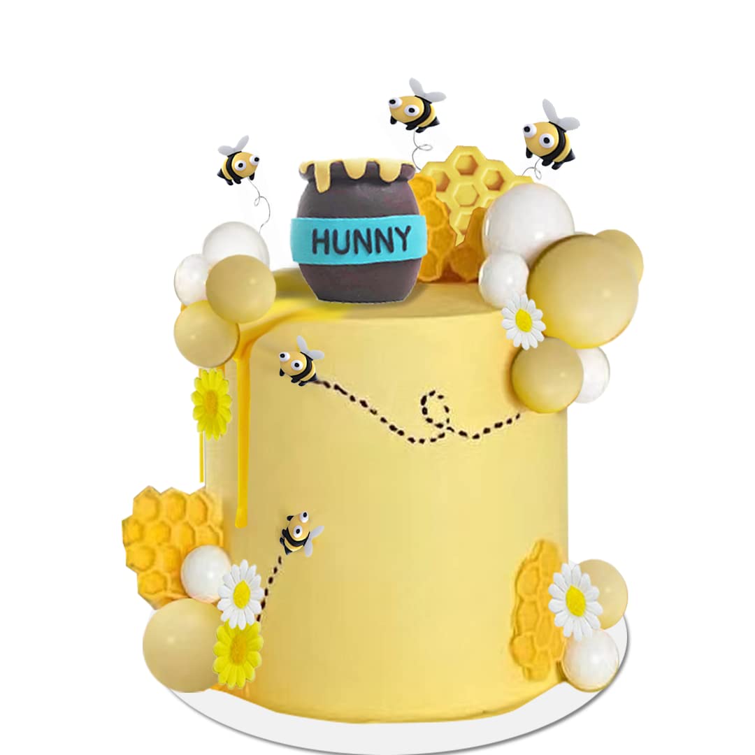 DiDida Honey Jar Cake Topper with honeycomb and bees enhances birthday cakes