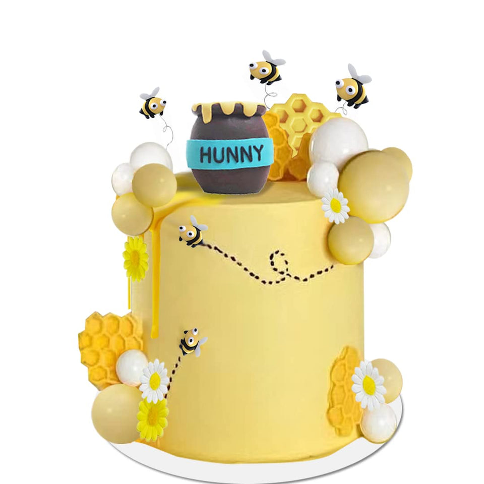 DiDida Honey Jar Cake Topper with honeycomb and bees enhances birthday cakes