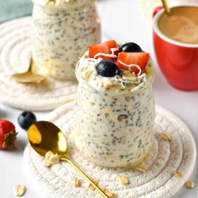 Diet Cooker Versatile toppings idea image invites adding nuts, fruit, or yogurt.