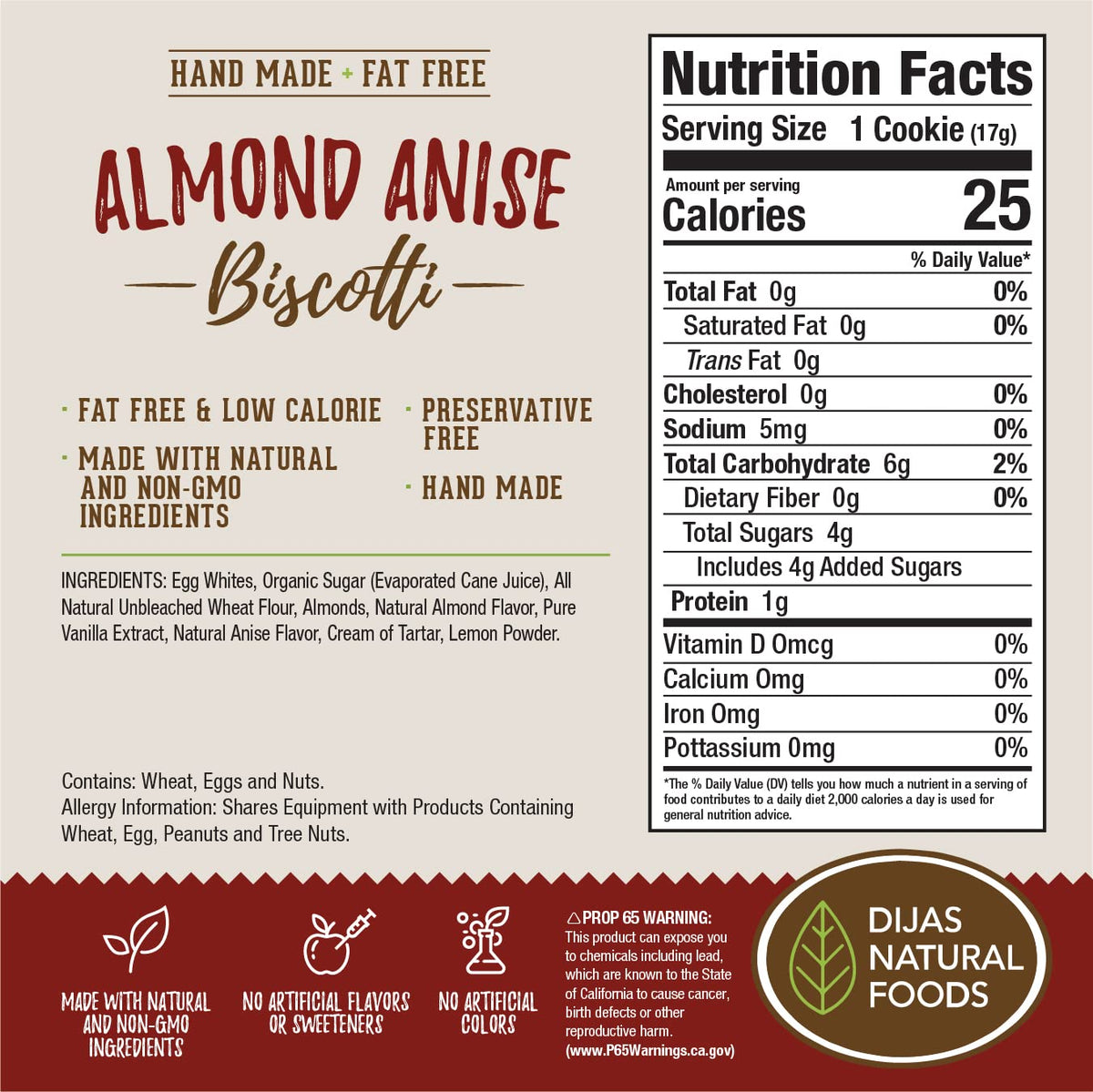 Dijas Almond Anise Biscotti crunch: crisp texture for coffee time.
