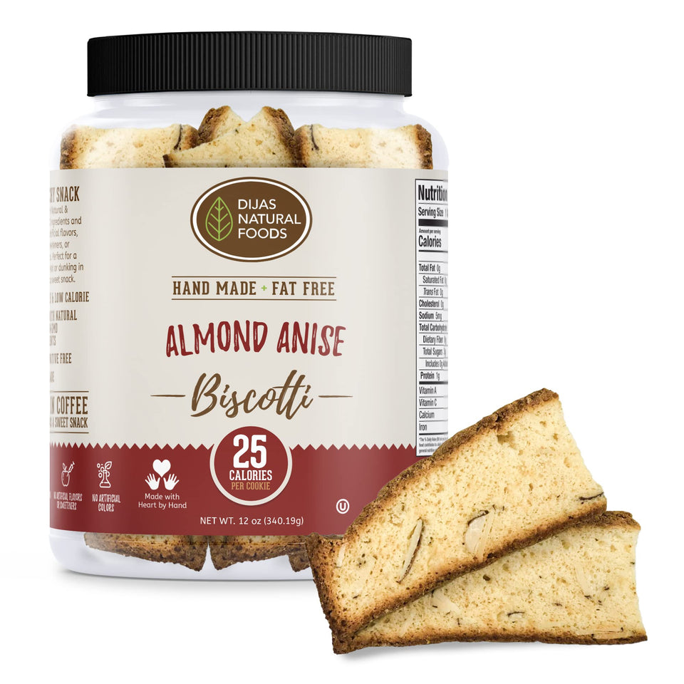 Dijas Almond Anise Biscotti wrap: convenient on-the-go snack.