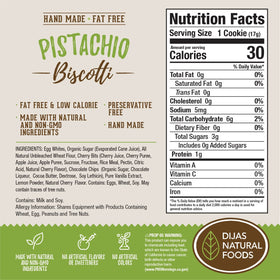 Dijas Natural Food pistachio biscotti closeup showcases crunchy texture