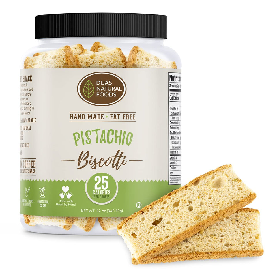 Dijas Natural Food pistachio biscotti pack ready for coffee