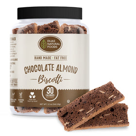 Dijas Natural Foods biscotti Chocolate Almond unwrapped, ready for a crunchy solo bite