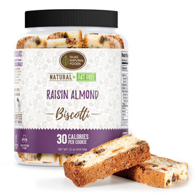 Dijas Natural Foods biscotti packaging with raisins and almonds, great with coffee