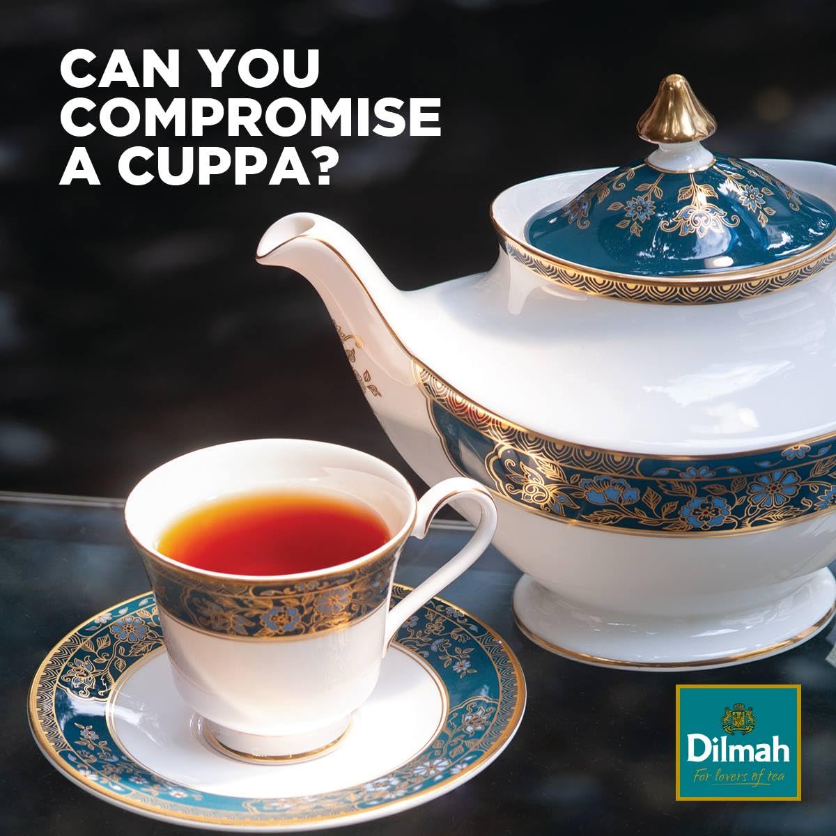 Dilmah Ceylon tea bags close-up showing robust, aromatic brew.