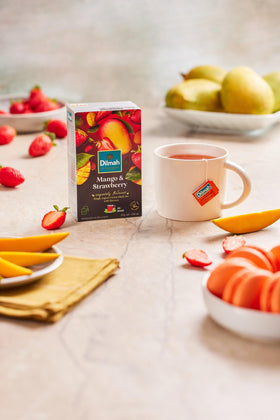 Dilmah gift box ready mango strawberry blend offers thoughtful tea moments.