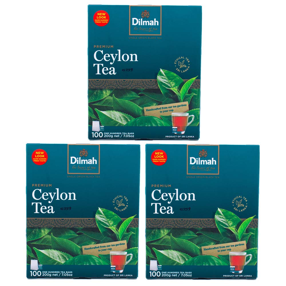 Dilmah Premium Ceylon tea bags in a 3-pack, convenient daily brewing