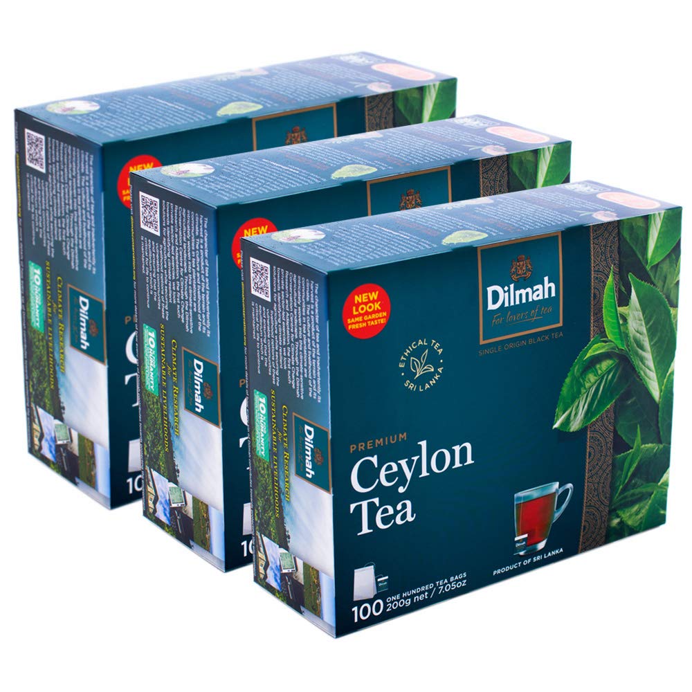 Close-up of Dilmah tea bags and packaging for easy access